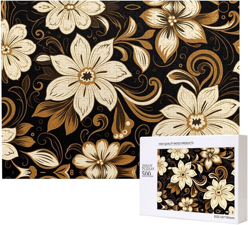 لغز جيجسو أبيض 500 قطعة للكبار زهرة ذات سبع بتلات هدية ديكور للمنزل - Image 1